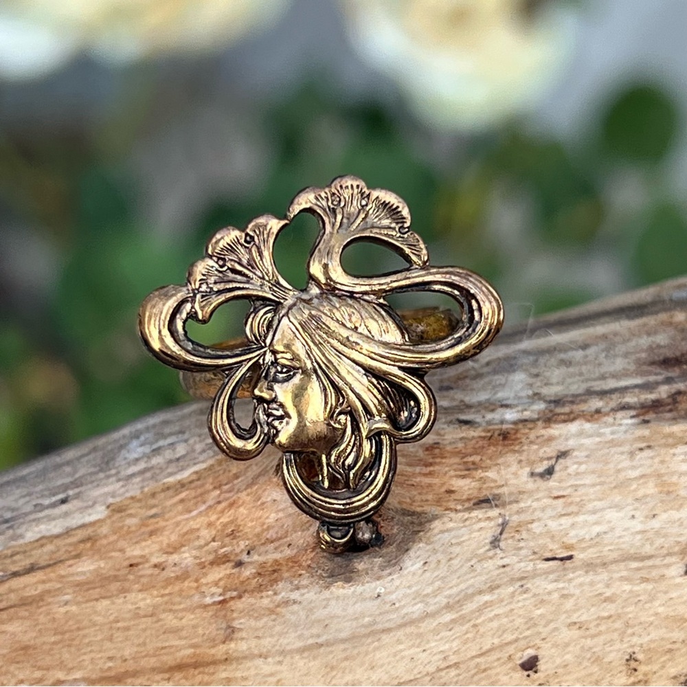 Vintage Art Nouveau Adjustable Lady Rings – Estate Gold-Plated – Size 4 to 8 - Picture 5 of 7